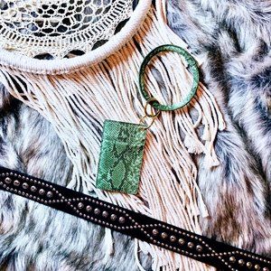 Snakeskin ID Holder Keyring Bracelet (Green)